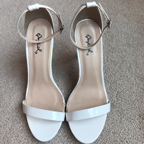 Qupid Shoes White Strappy Sexy Comfortable Pencil Heels Poshmark